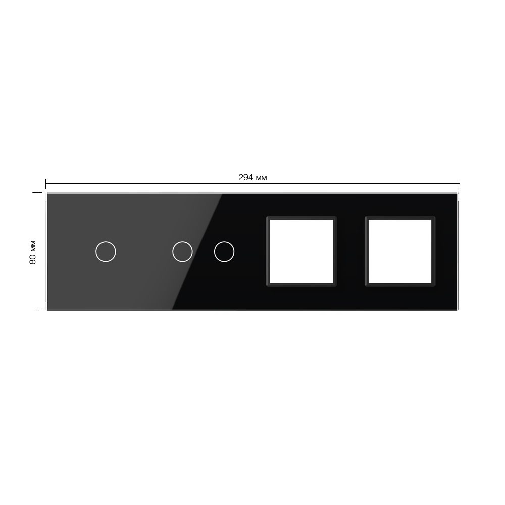 Стеклянная панель Classic  для  одноклавишного, двухклавишного  сенсорных выключателей  и двух  розеток - 1