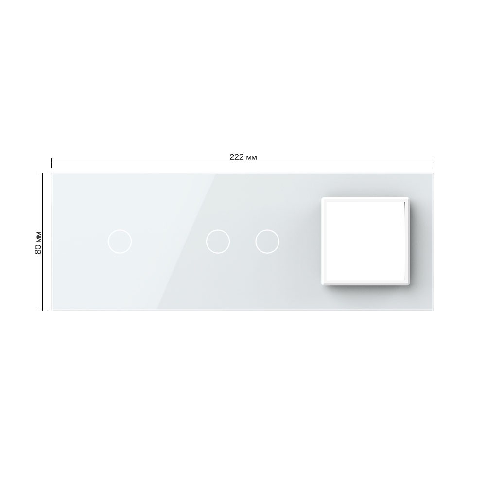 Стеклянная панель для одноклавишного и двухклавишного сенсорных выключателей  и одной розетки - 1