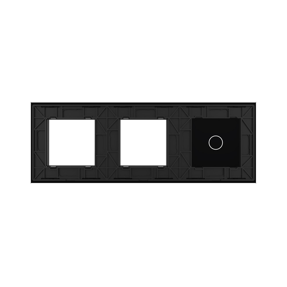 Стеклянная панель Classic черная для одноклавишного сенсорного выключателя и двух розеток  - 3
