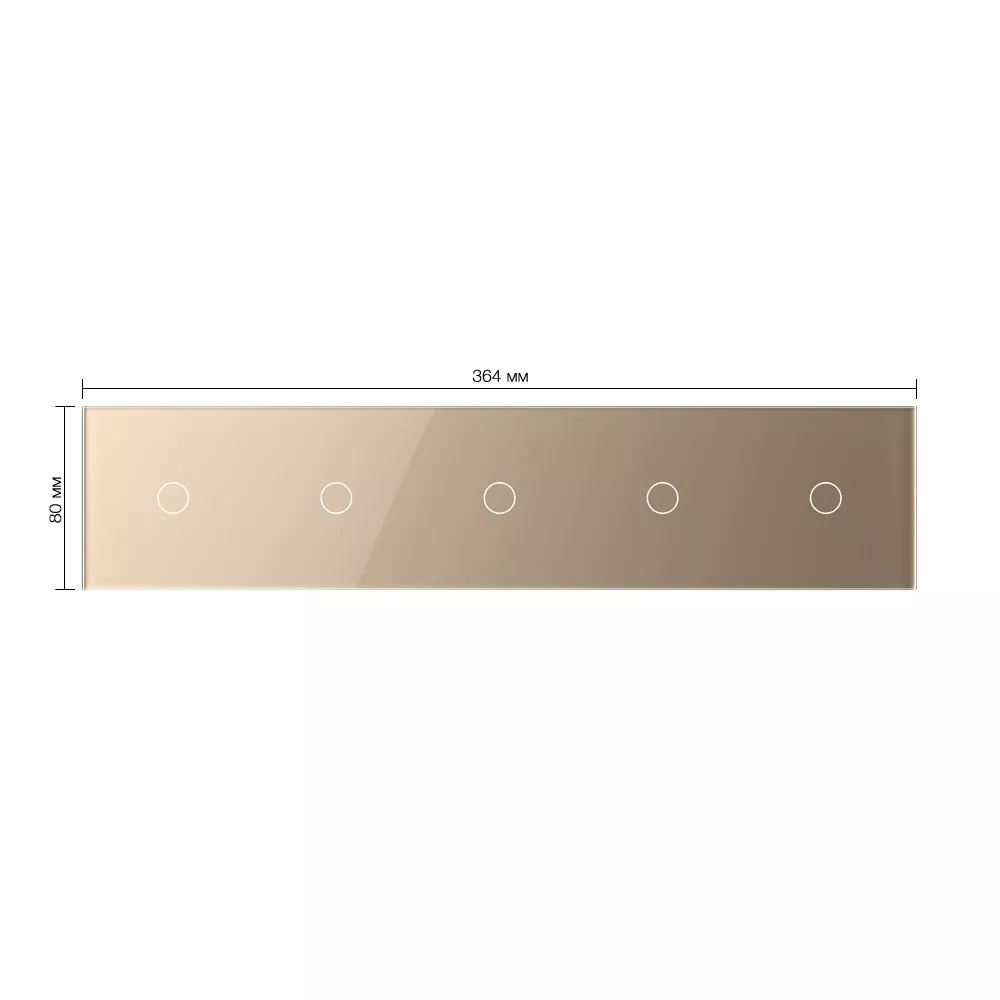 Стеклянная панель для  пяти  одноклавишных сенсорных выключателей  золото - 1