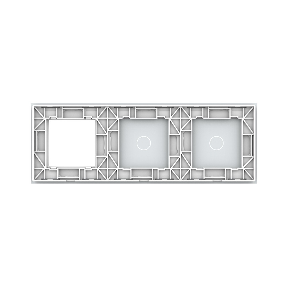 Стеклянная панель Classic белая для двух одноклавишных сенсорных выключателей  и одной  розетки - 3