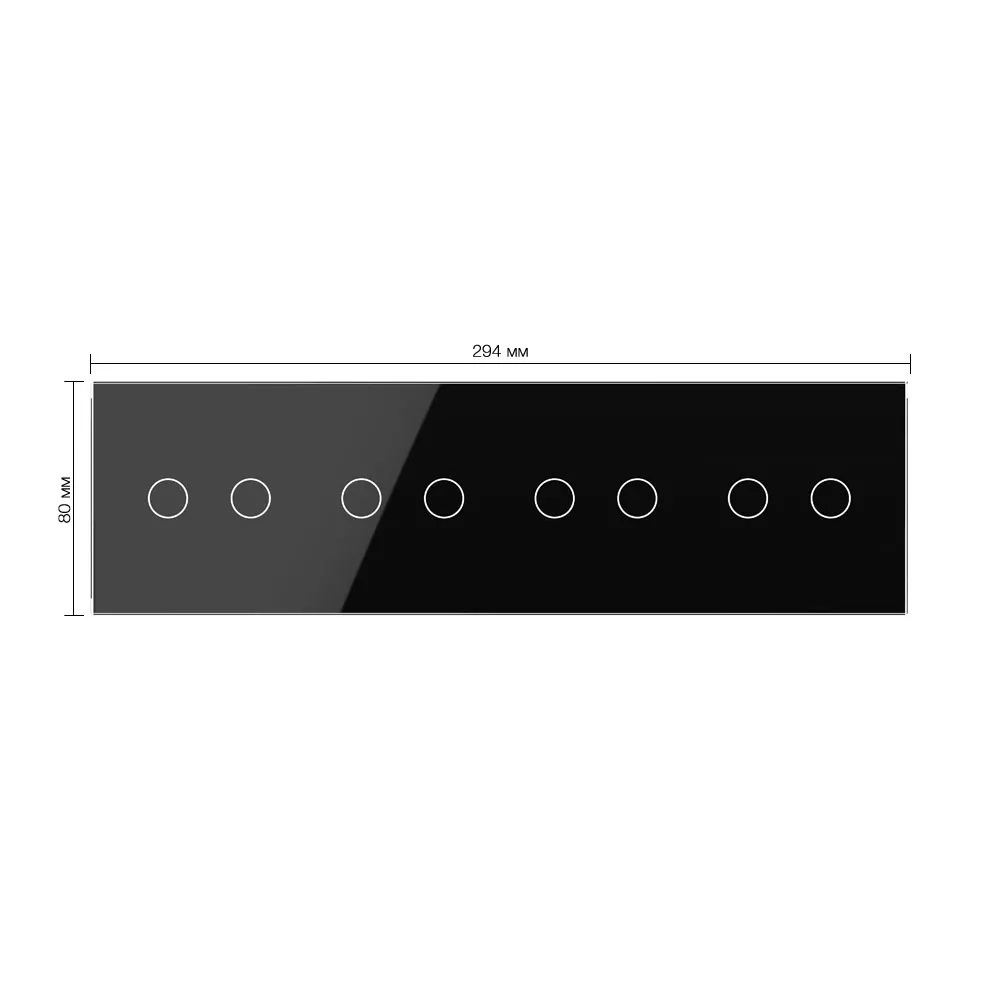 Стеклянная панель для  четырех двухклавишных сенсорных выключателей  черная - 1