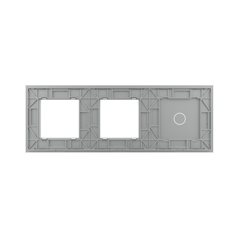 Стеклянная панель Classic серая для одноклавишного сенсорного выключателя и двух розеток  - 3