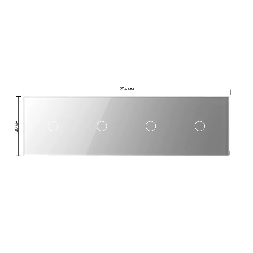 Стеклянная панель для  четырех одноклавишных сенсорных выключателей  серая - 1