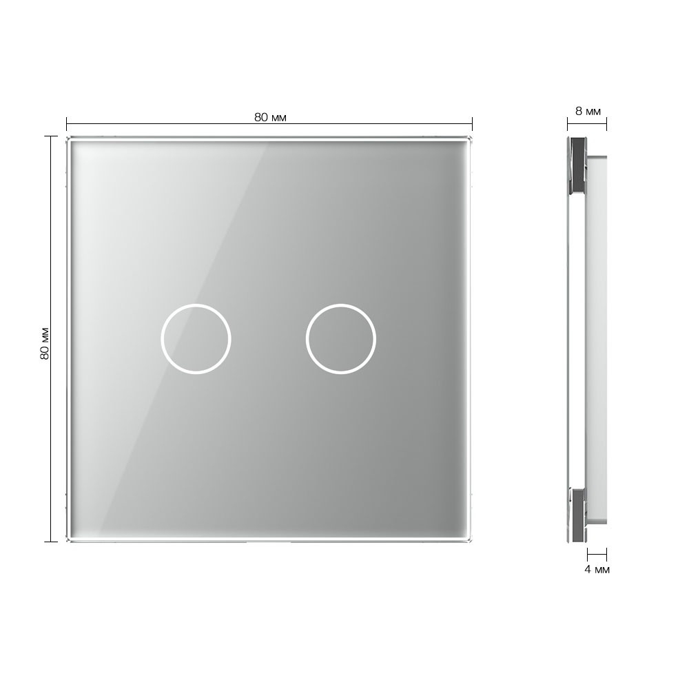  Стеклянная панель  для двухлинейного выключателя серая - 2