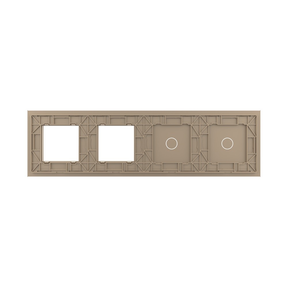 Стеклянная панель Classic  для двух одноклавишных сенсорных выключателей  и двух  розеток(золото) - 3