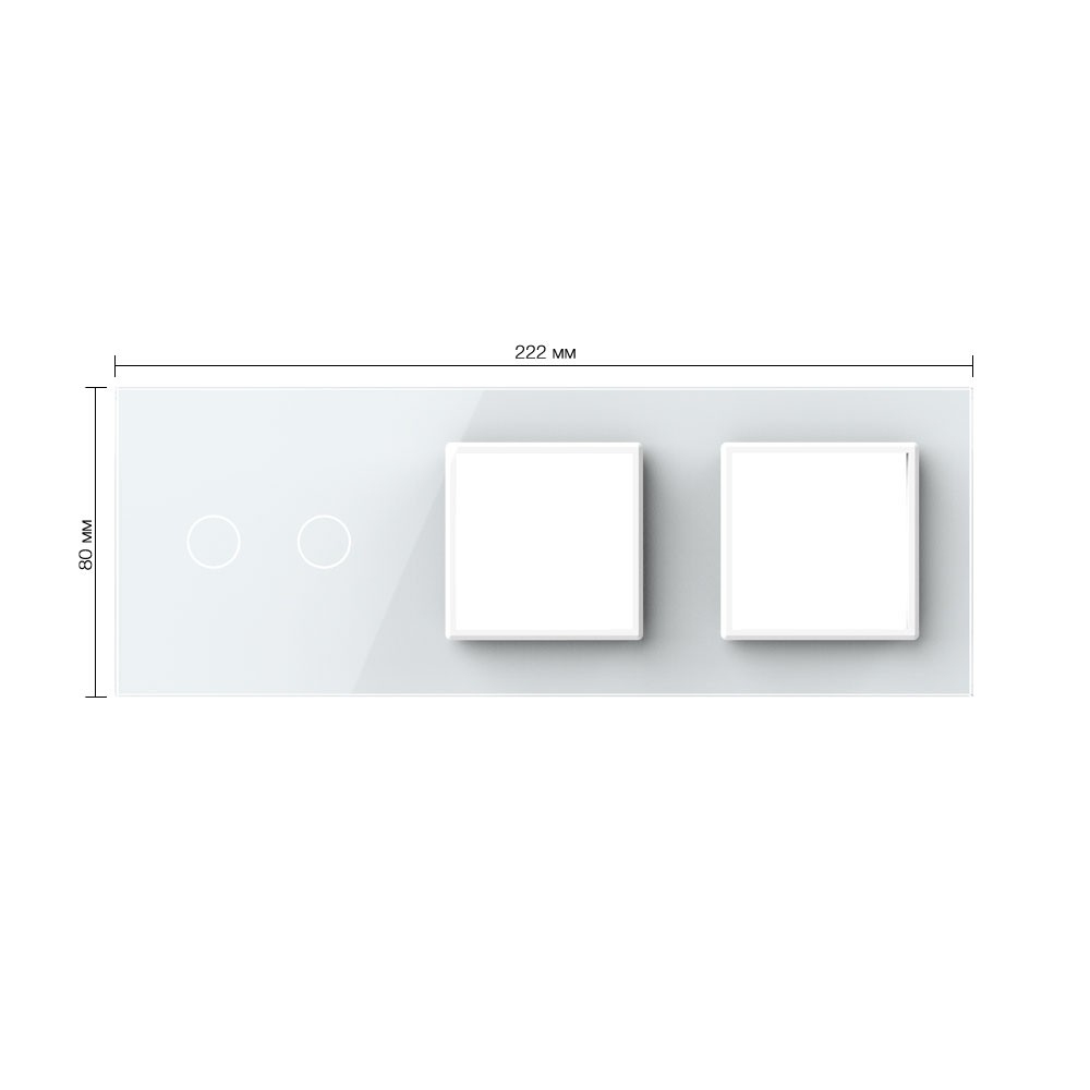 Стеклянная панель Classic белая для двухклавишного сенсорного выключателя и двух розеток  - 1