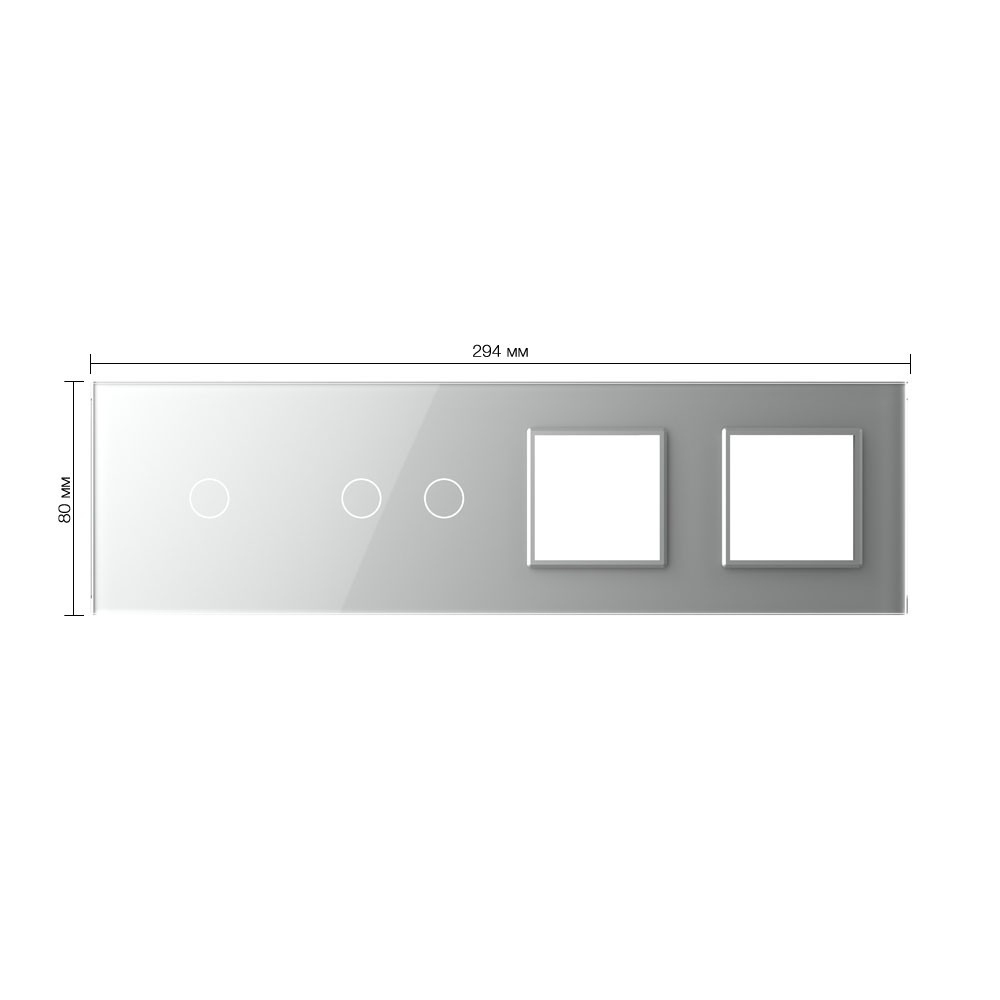 Стеклянная панель Classic для  одноклавишного, двухклавишного  сенсорных выключателей  и двух  розеток - 1