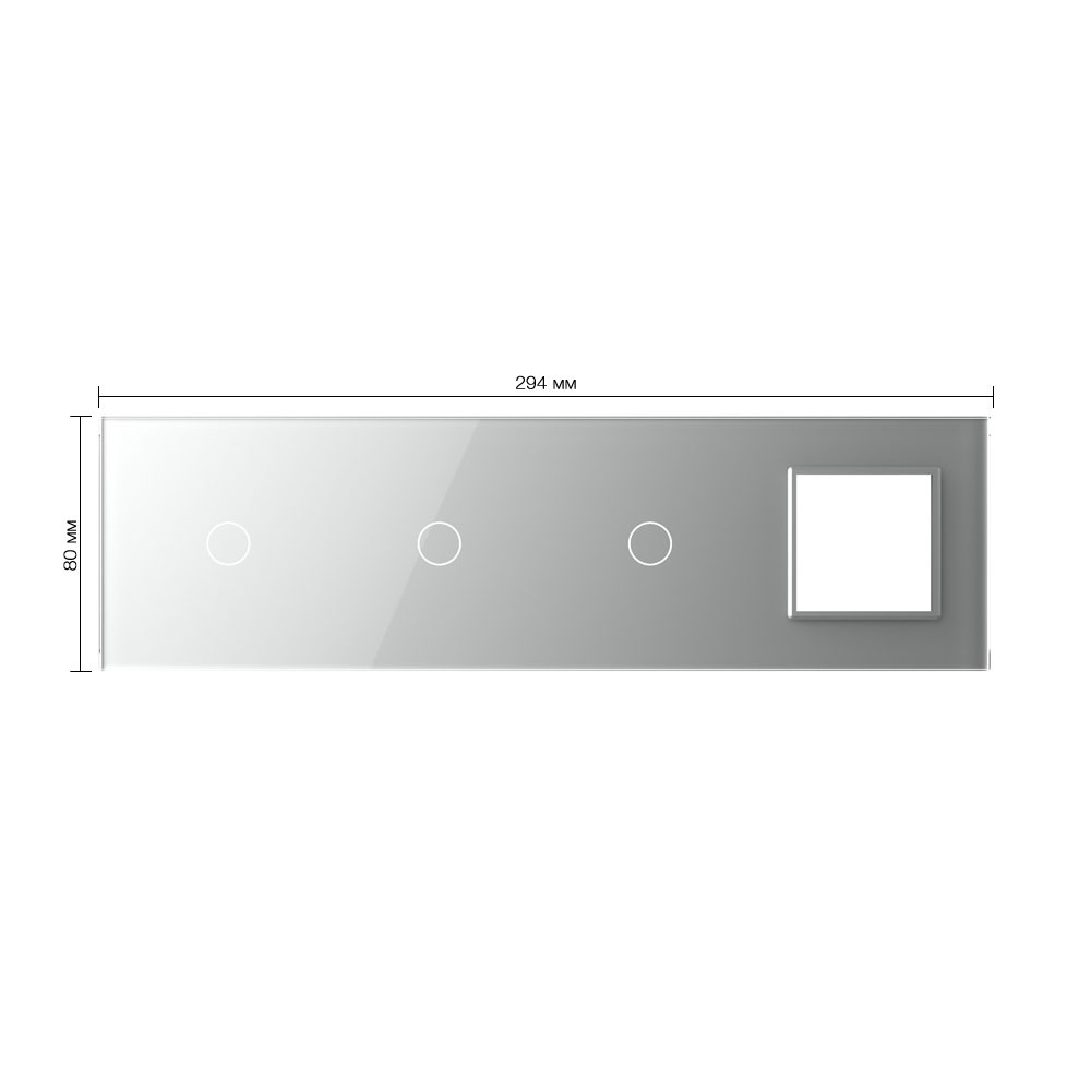 Стеклянная панель Classic  для трех одноклавишных сенсорных выключателей  и одной  розетки - 1