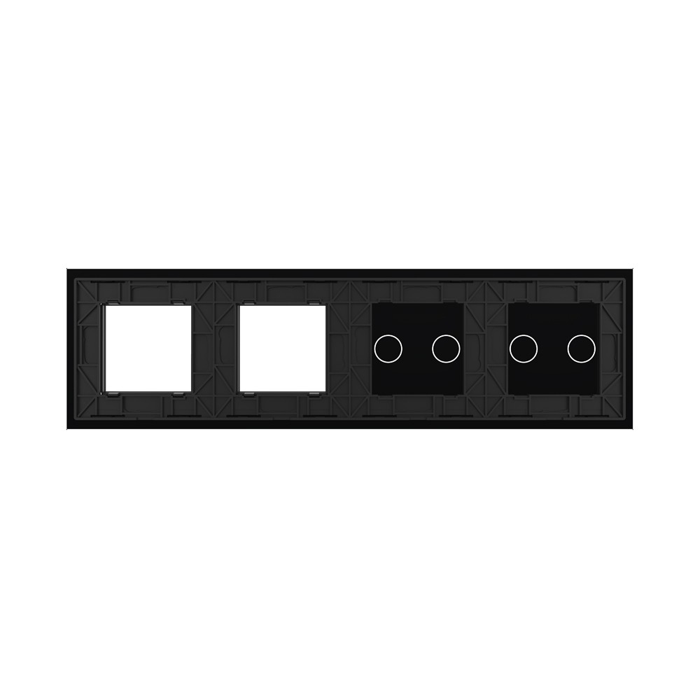 Стеклянная панель Classic черная для  двух двухклавишных  сенсорных выключателей  и двух  розеток - 3