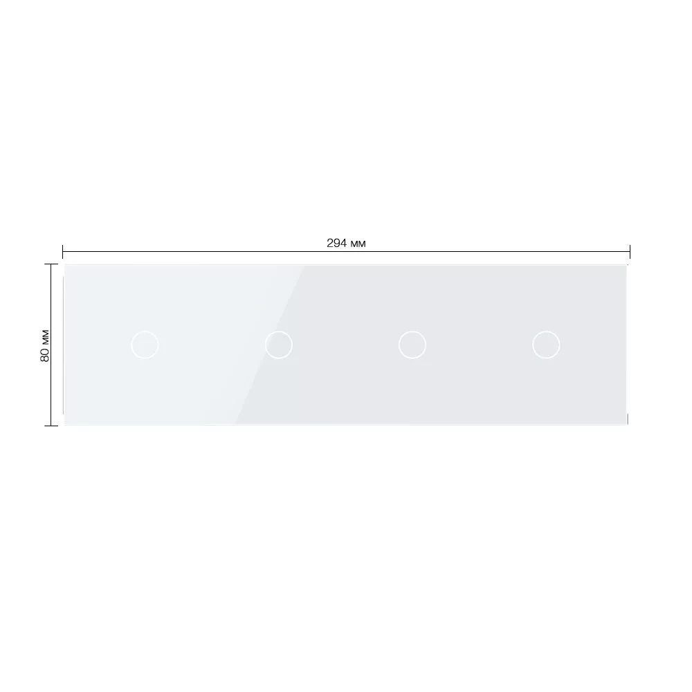 Стеклянная панель для  четырех одноклавишных сенсорных выключателей  белая  - 1