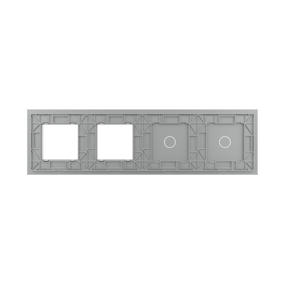 Стеклянная панель Classic серая для двух одноклавишных сенсорных выключателей  и двух  розеток(серая) - 3