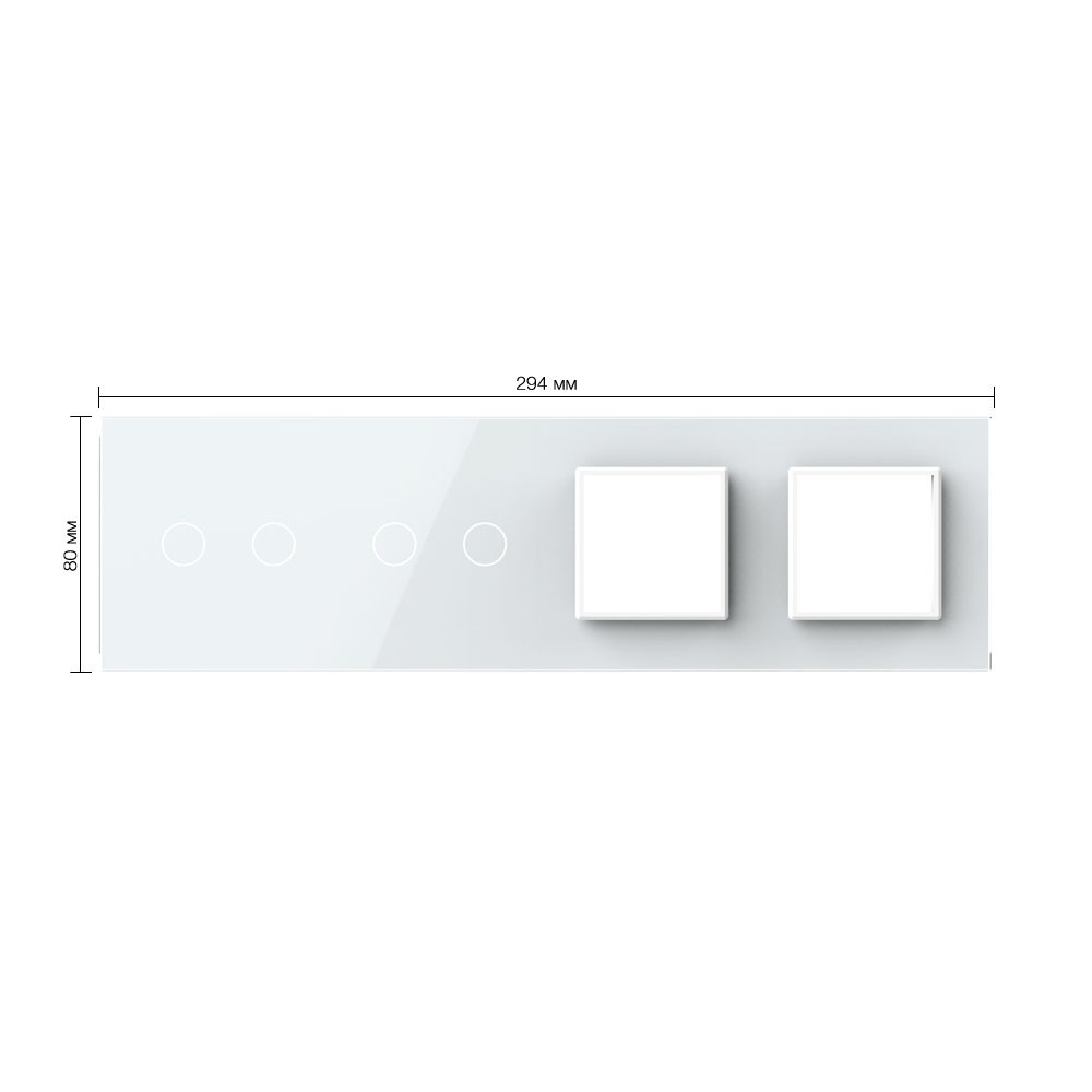 Стеклянная панель Classic белая для  двух двухклавишных  сенсорных выключателей  и двух  розеток - 1