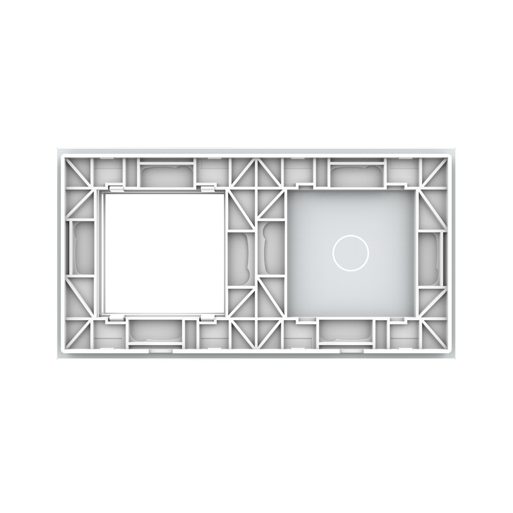Стеклянная панель  белая для одного одноклавишного сенсорного выключателя  и одной  розетки - 3