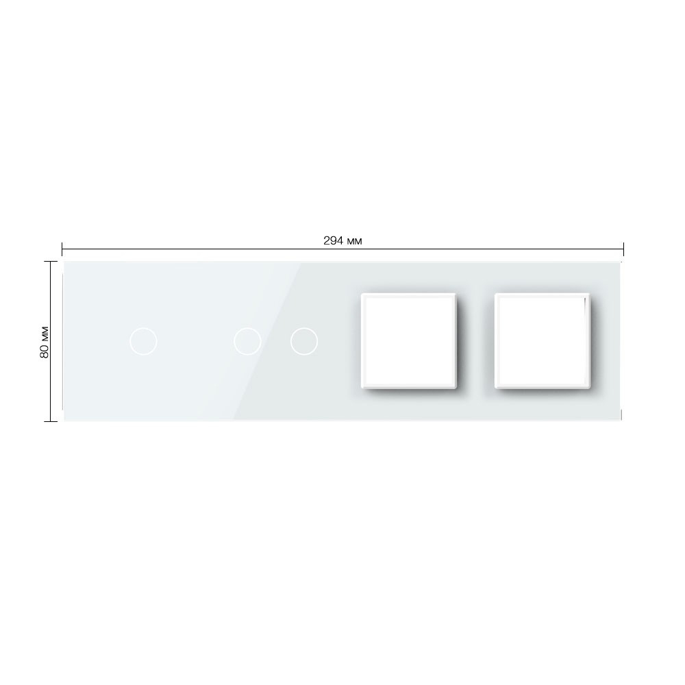 Стеклянная панель Classic белая для  одноклавишного, двухклавишного  сенсорных выключателей  и двух  розеток - 1