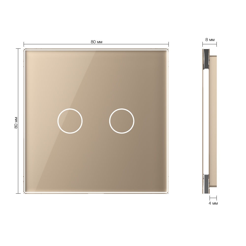 Стеклянная панель  для двухлинейного выключателя золото - 2
