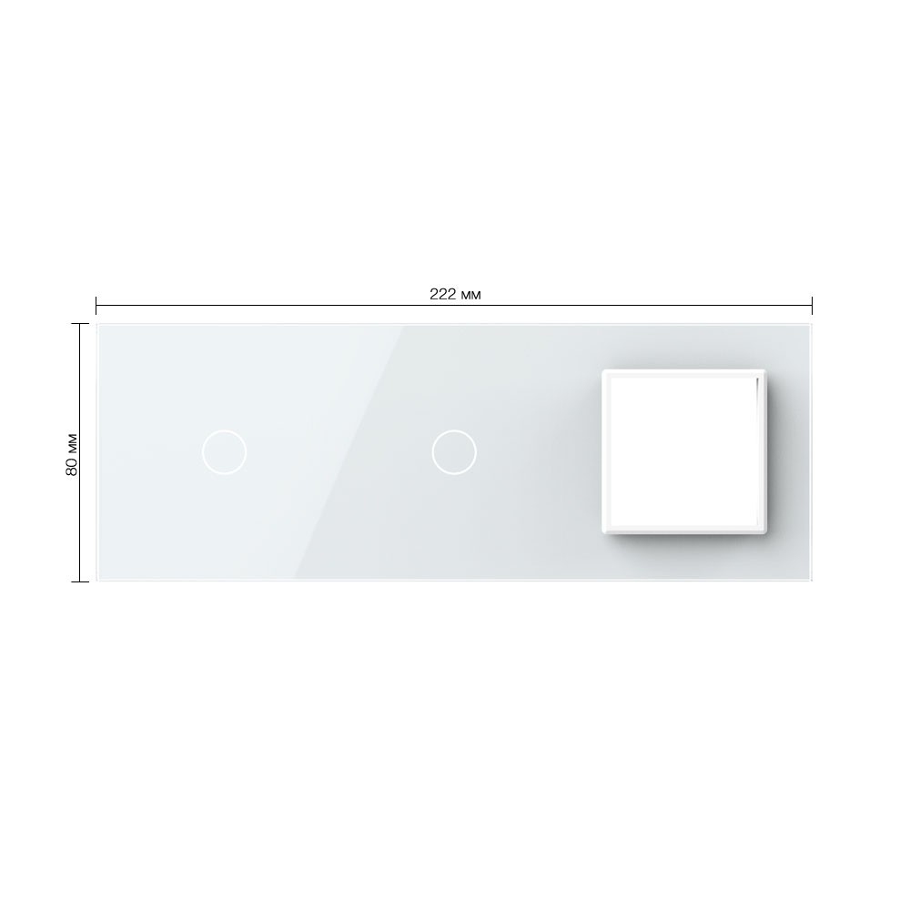 Стеклянная панель Classic белая для двух одноклавишных сенсорных выключателей  и одной  розетки - 1