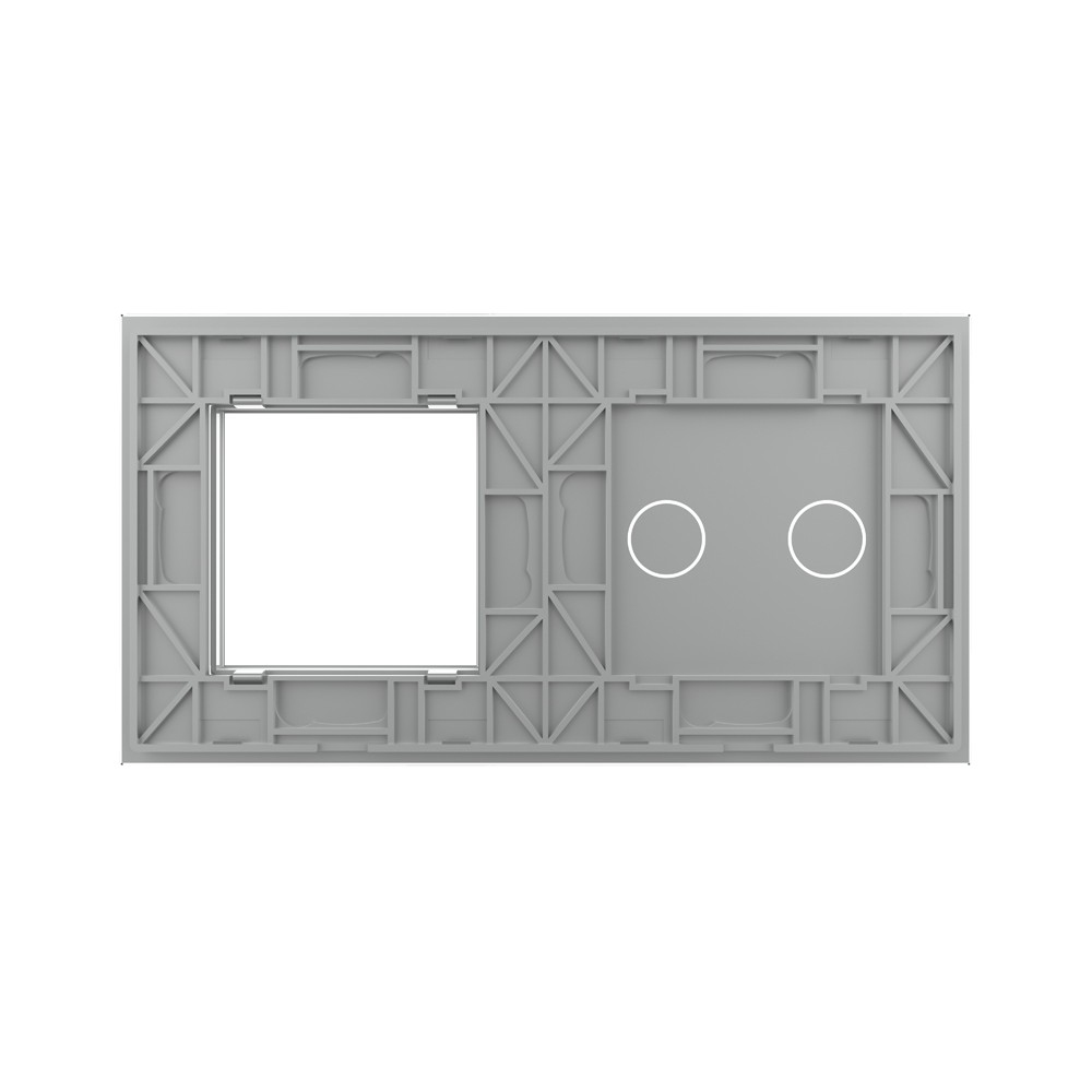 Стеклянная панель для одного двухклавишного сенсорного выключателя и одной  розетки - 3