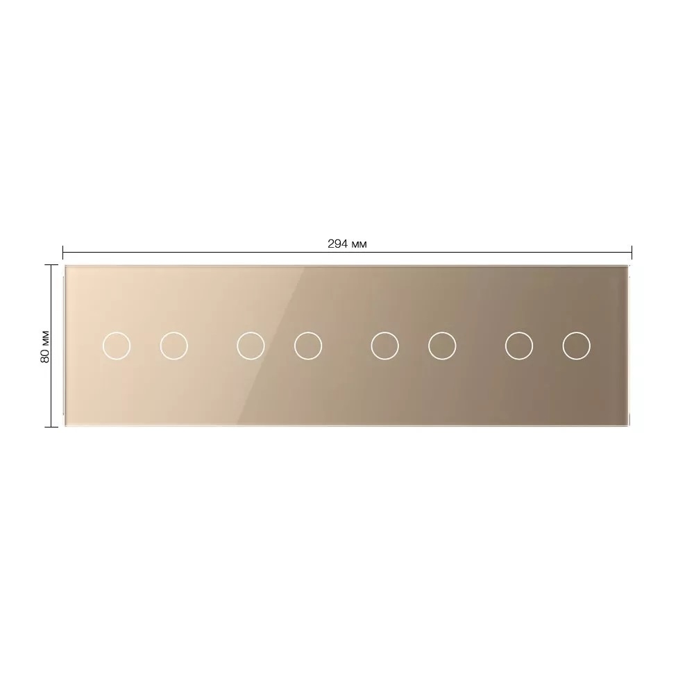 Стеклянная панель для  четырех двухклавишных сенсорных выключателей золото - 1