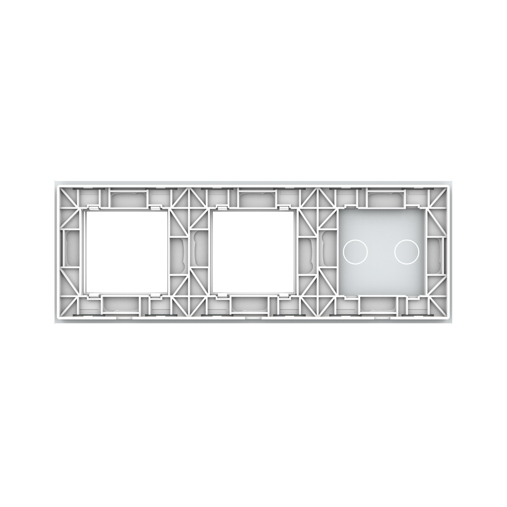 Стеклянная панель Classic белая для двухклавишного сенсорного выключателя и двух розеток  - 3