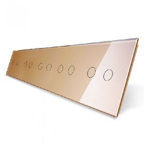 Стеклянная панель для  пяти  двухклавишных сенсорных выключателей  золото