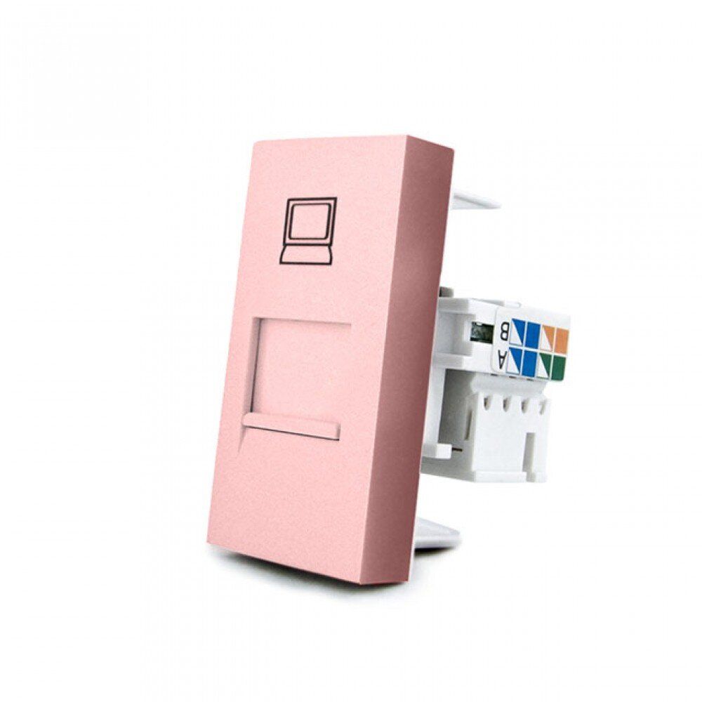 Модуль розетки компьютерной розовый