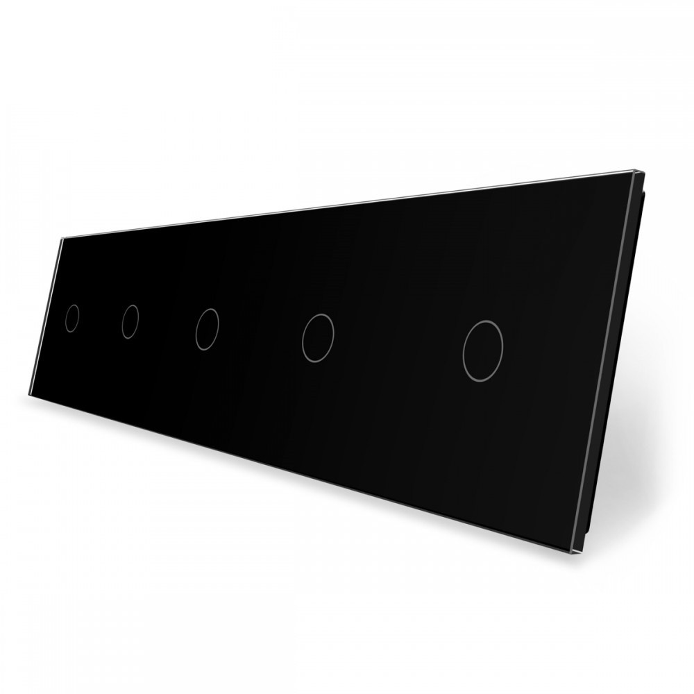 Стеклянная панель для  пяти  одноклавишных сенсорных выключателей  черная