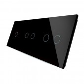 Стеклянная панель для трех сенсорных выключателей (1+2+2)черная