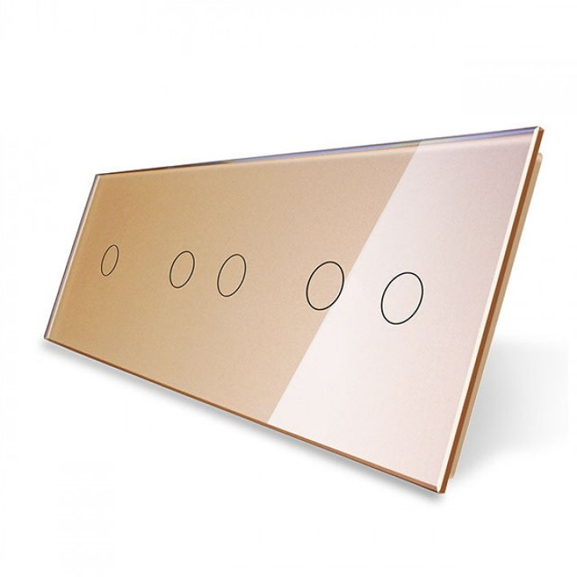 Стеклянная панель для трех сенсорных выключателей (1+2+2) золото
