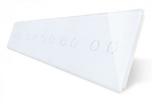 Стеклянная панель для  пяти  двухклавишных сенсорных выключателей  белая 