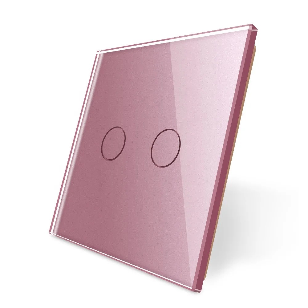  Стеклянная панель  для двухлинейного выключателя розовое стекло