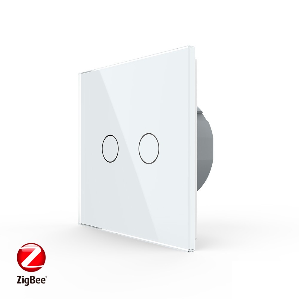 WiFi Сенсорный двухлинейный проходной выключатель Livolo ZigBee (белый)