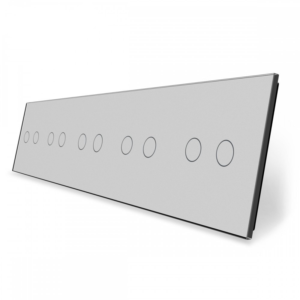 Стеклянная панель для  пяти  двухклавишных сенсорных выключателей  серая