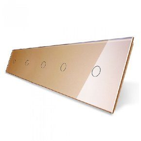 Стеклянная панель для  пяти  одноклавишных сенсорных выключателей  золото