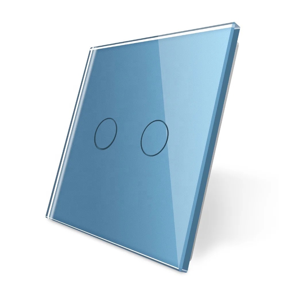  Стеклянная панель  для двухлинейного выключателя голубое стекло
