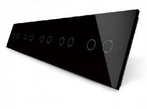 Стеклянная панель для  пяти  двухклавишных сенсорных выключателей  черная
