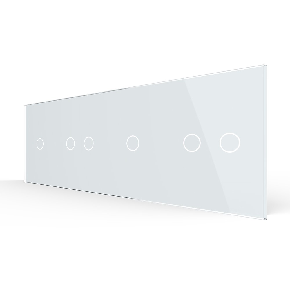 Стеклянная панель для  четырех  сенсорных выключателей  белая (1+2+1+2)
