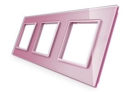 Стеклянная рамка трехпостовая розовая