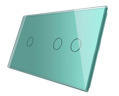 Стеклянная панель Classic серая для одноклавишного и двухклавишного сенсорных выключателей зеленая