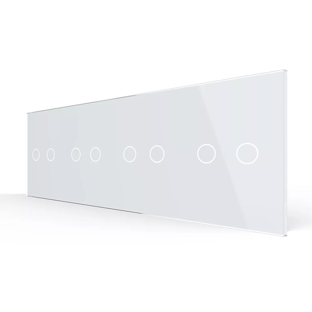 Стеклянная панель для  четырех двухклавишных сенсорных выключателей  белая