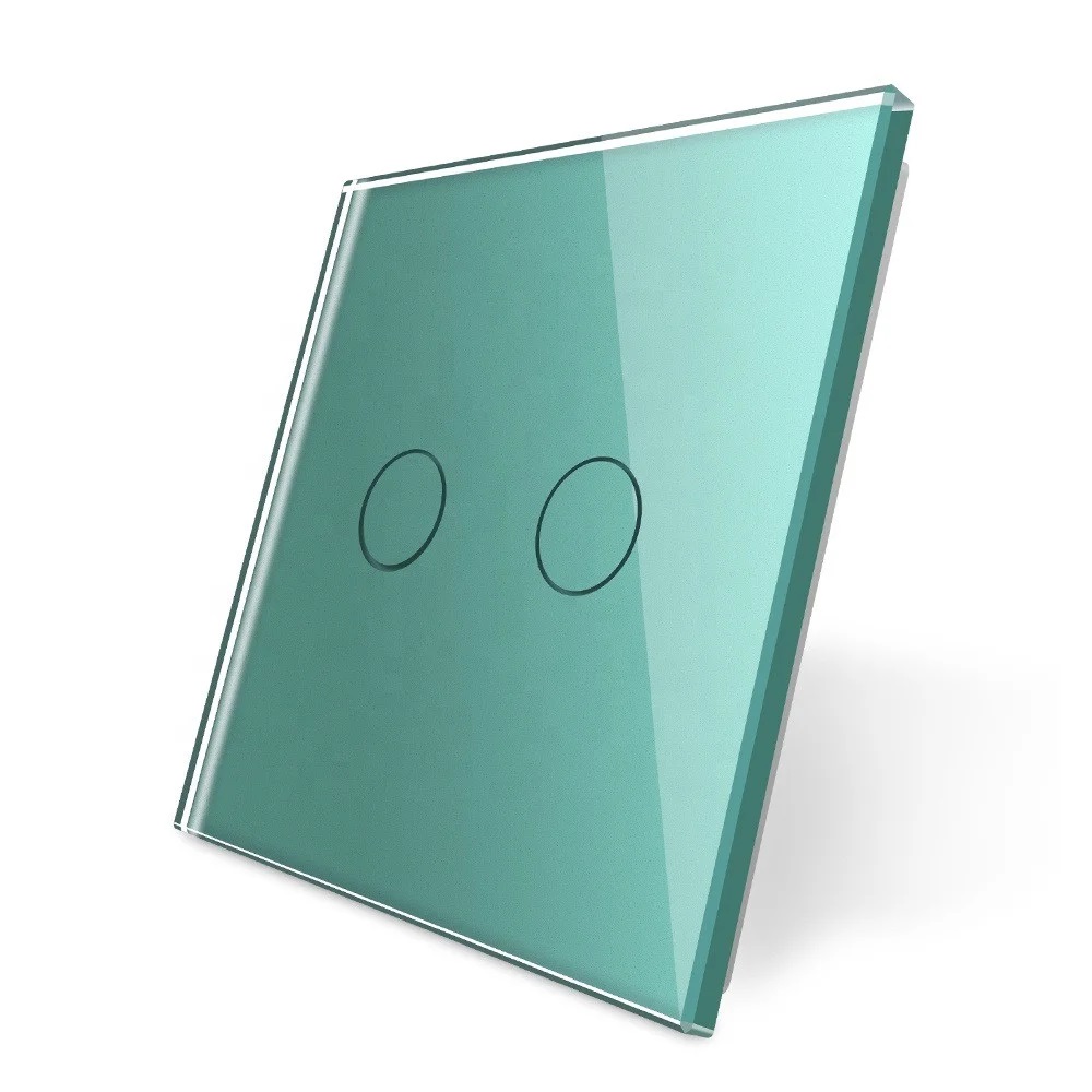  Стеклянная панель  для двухлинейного выключателя зеленое стекло