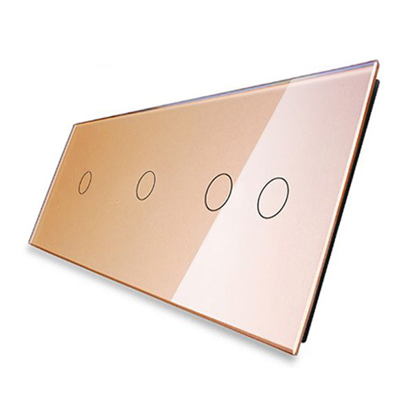 Стеклянная панель для трех сенсорных выключателей (1+1+2) золото