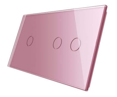 Стеклянная панель Classic серая для одноклавишного и двухклавишного сенсорных выключателей (розовая)