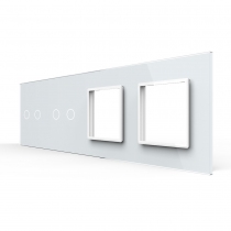 Стеклянная панель Classic белая для  двух двухклавишных  сенсорных выключателей  и двух  розеток