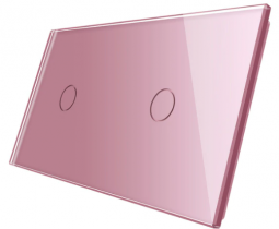 Стеклянная панель для двух одноклавишных сенсорных выключателей  розовая