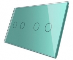 Стеклянная панель для двух двухклавишных сенсорных выключателей зеленое стекло