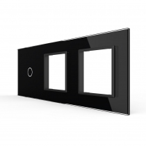 Стеклянная панель Classic черная для одноклавишного сенсорного выключателя и двух розеток 