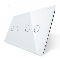 Стеклянная панель для двух двухклавишных сенсорных выключателей белая 