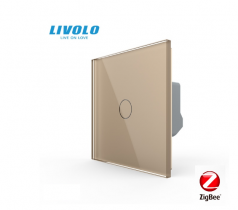 WiFi Сенсорный однолинейный проходной выключатель Livolo ZigBee (золото)