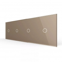 Стеклянная панель для  четырех одноклавишных сенсорных выключателей  золото